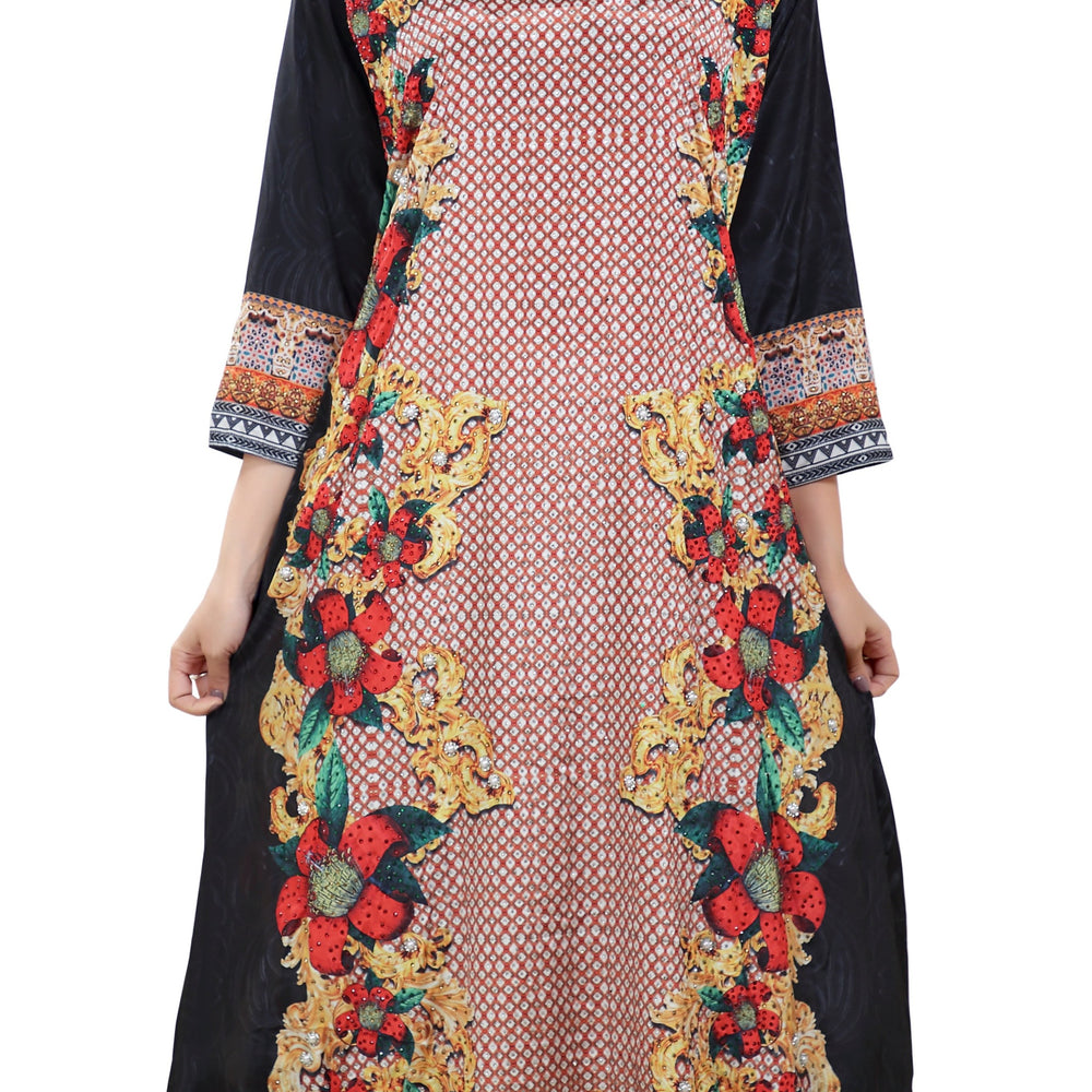 
                  
                    Floral Digital Printed Turkish Kaftan With Luxe Beads - Maxim Creation
                  
                