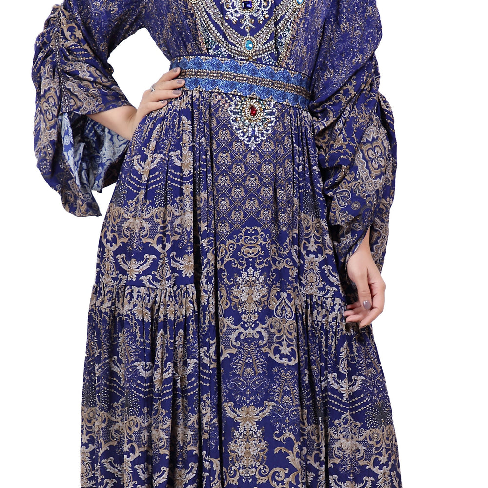 
                  
                    Cocktail Party Printed Kaftan With Crystal Luxe Beads - Maxim Creation
                  
                