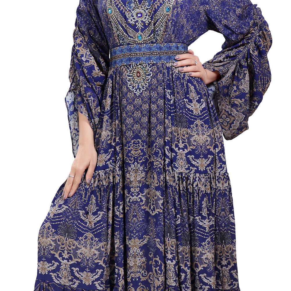 
                  
                    Cocktail Party Printed Kaftan With Crystal Luxe Beads - Maxim Creation
                  
                