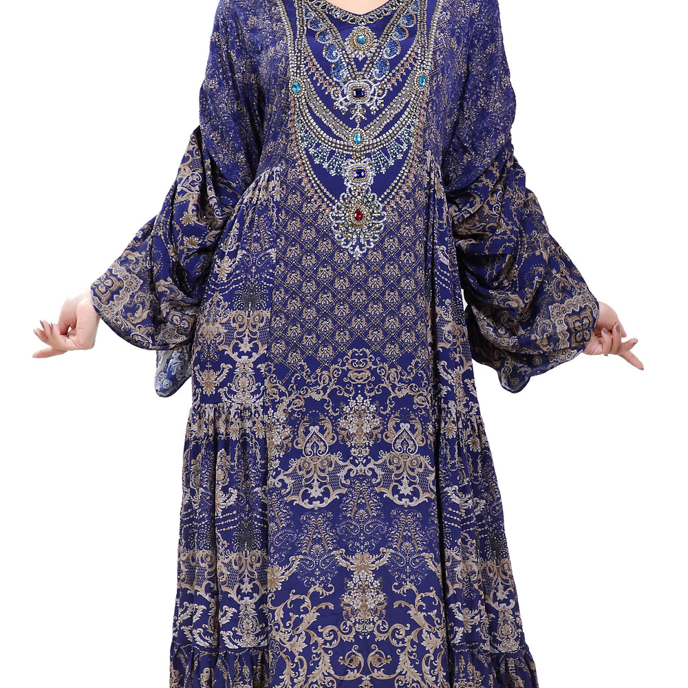 
                  
                    Cocktail Party Printed Kaftan With Crystal Luxe Beads - Maxim Creation
                  
                