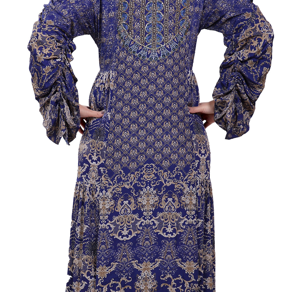 
                  
                    Cocktail Party Printed Kaftan With Crystal Luxe Beads - Maxim Creation
                  
                