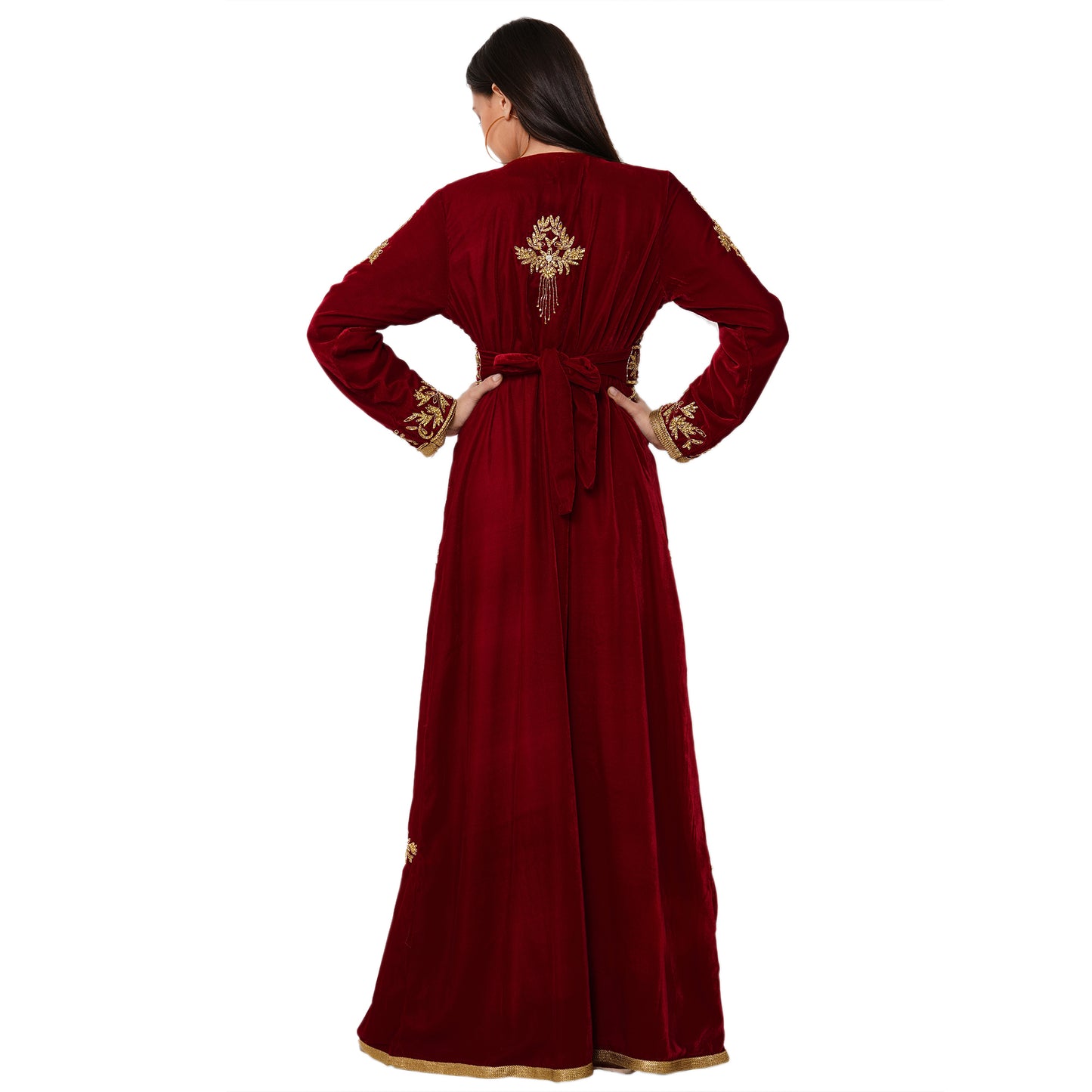 Modern Velvet Kaftan Evening Party Gown - Maxim Creation