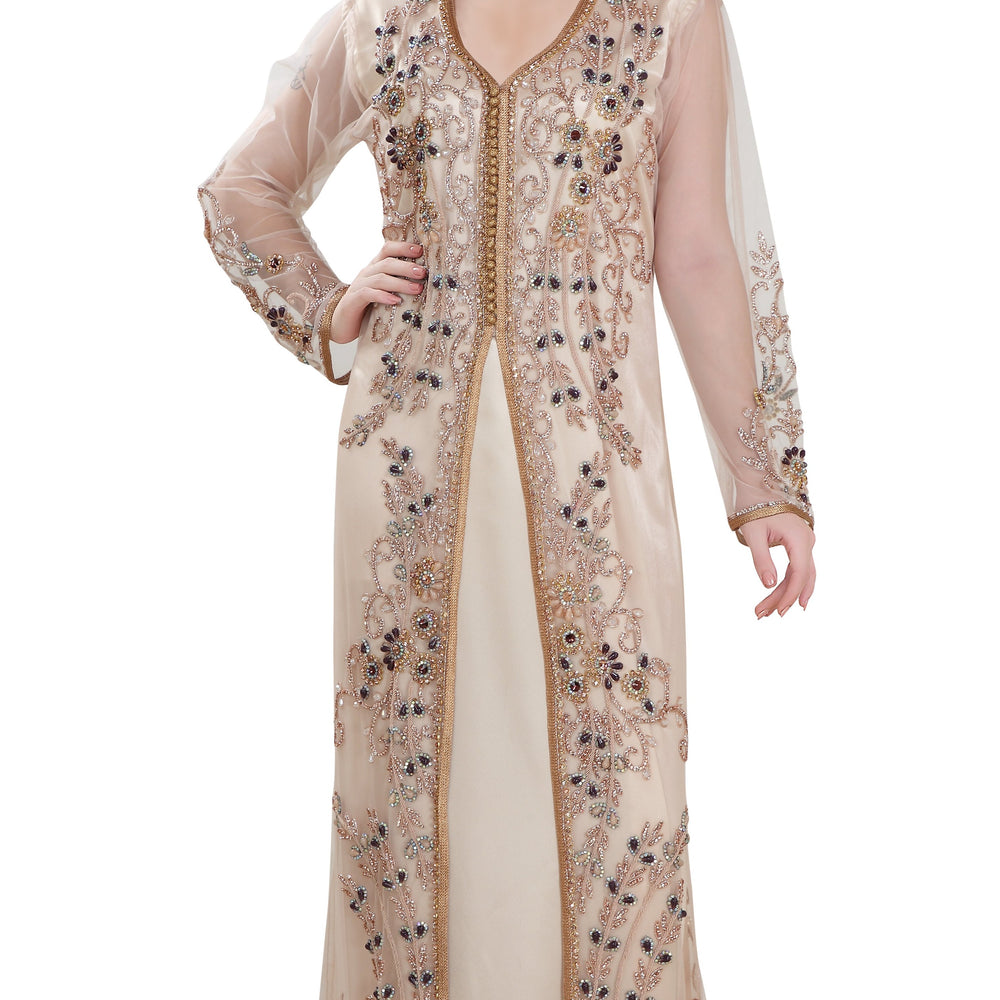 
                  
                    Algerian Kaftan Embroidered Hand Made Gown - Maxim Creation
                  
                