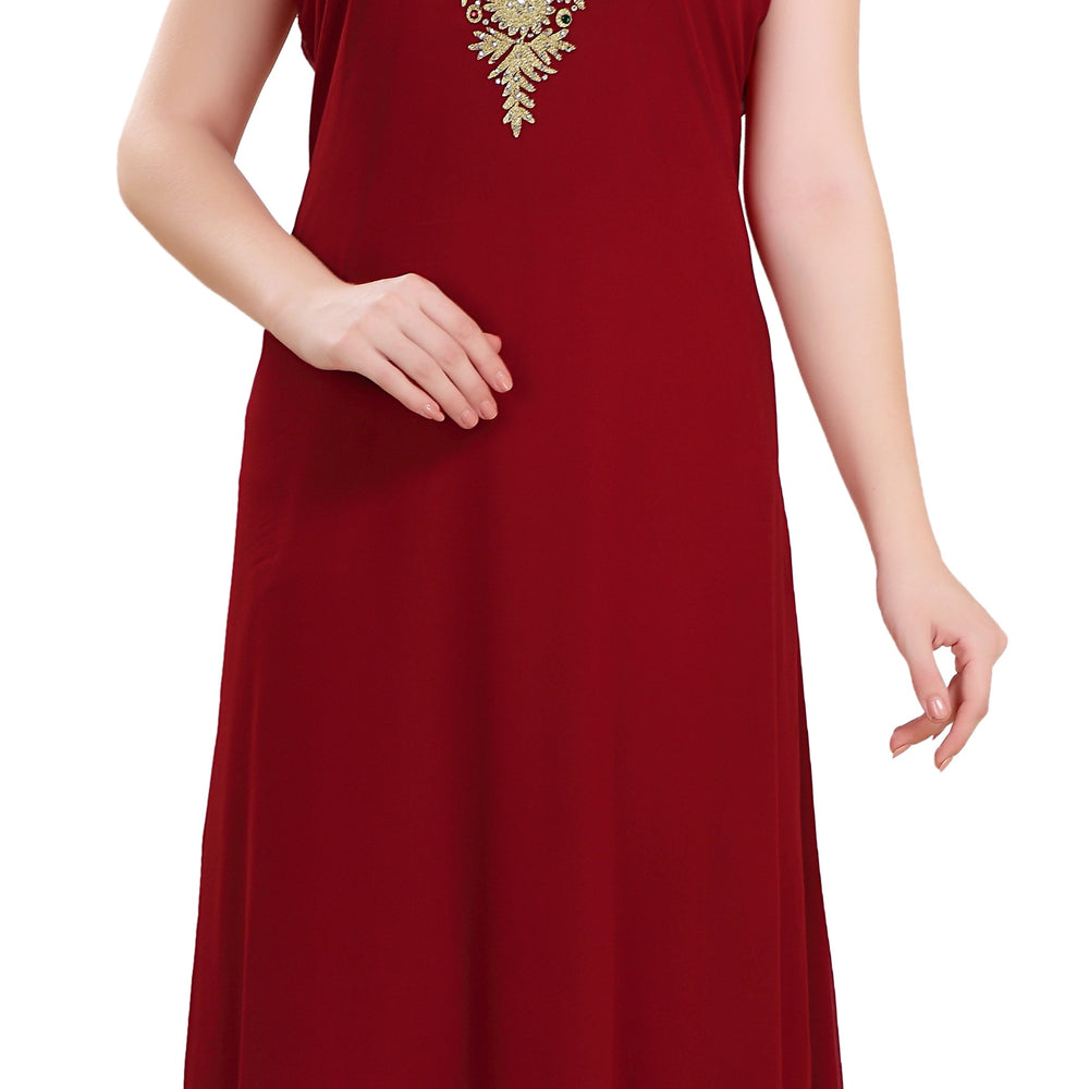 
                  
                    Maroon Jellabiya Moroccan Caftan Dress - Maxim Creation
                  
                
