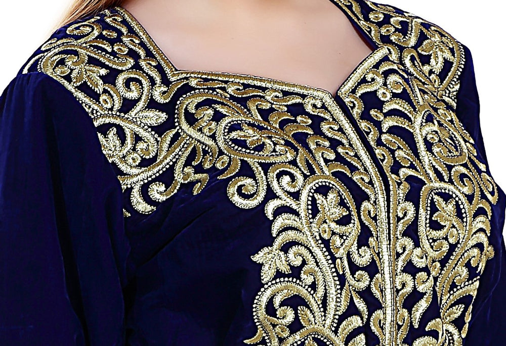 
                  
                    Sarwal Algerian Traditional Velvet Jacket Embroidered Kaftan - Maxim Creation
                  
                