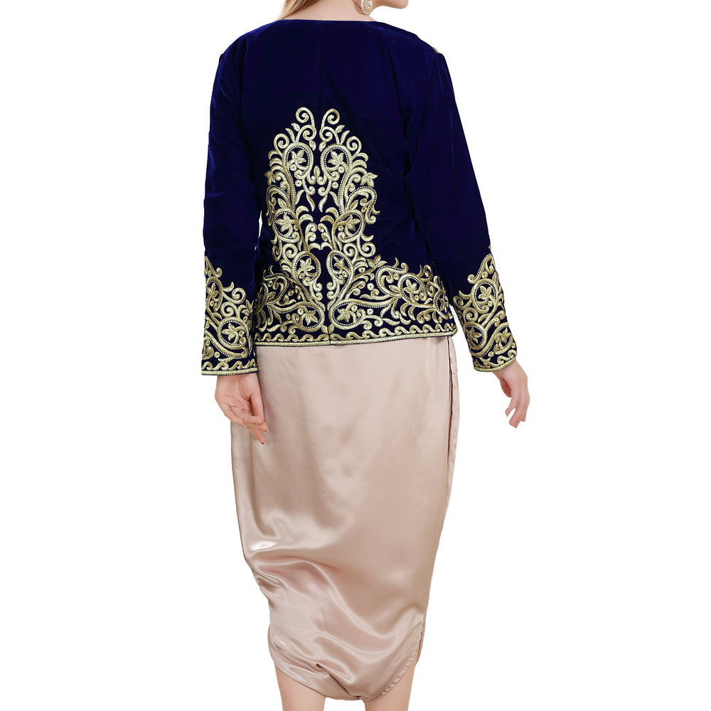 Sarwal Algerian Traditional Velvet Jacket Embroidered Kaftan - Maxim Creation