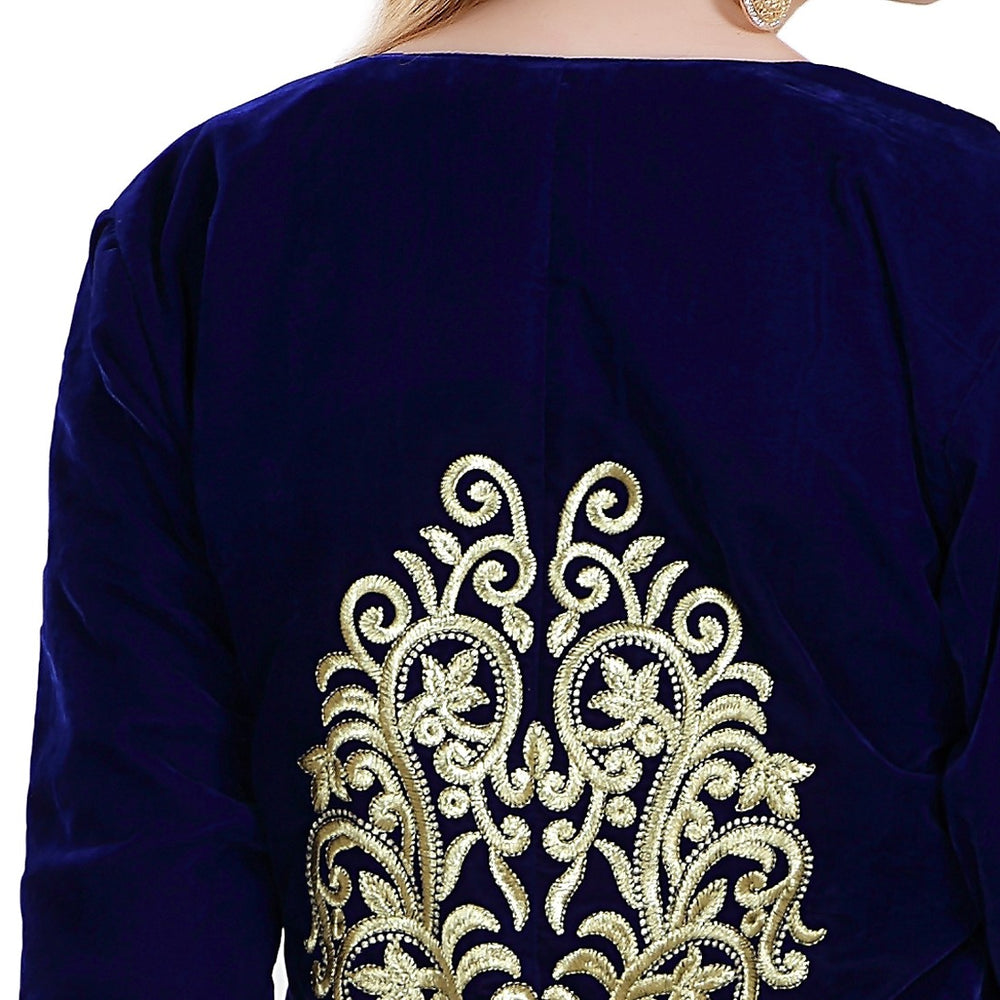 
                  
                    Sarwal Algerian Traditional Velvet Jacket Embroidered Kaftan - Maxim Creation
                  
                