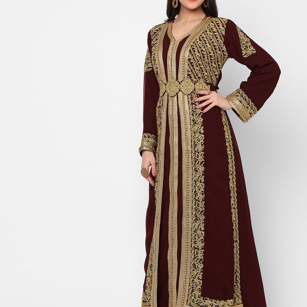 
                  
                    Djellaba Dress Hand Embroidered Gown - Maxim Creation
                  
                