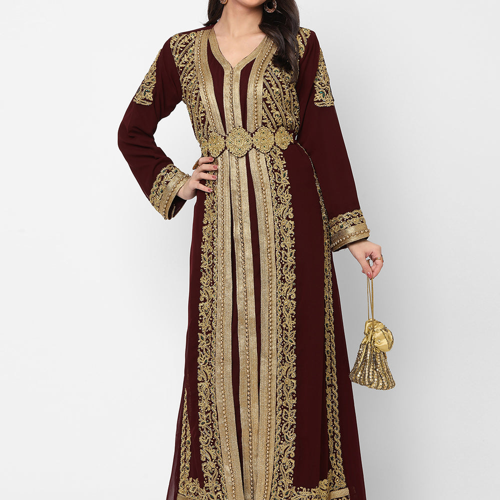 
                  
                    Djellaba Dress Hand Embroidered Gown - Maxim Creation
                  
                