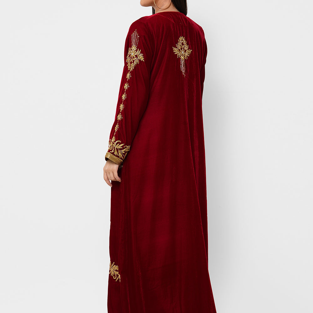 
                  
                    Modern Velvet Kaftan Evening Party Gown - Maxim Creation
                  
                