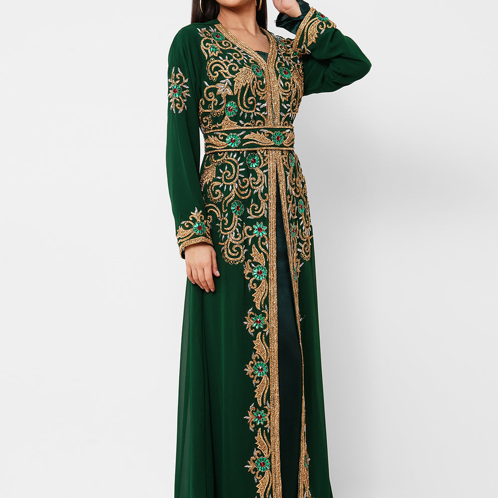 
                  
                    Zardosi Embroidered Kaftan Wedding Gown - Maxim Creation
                  
                