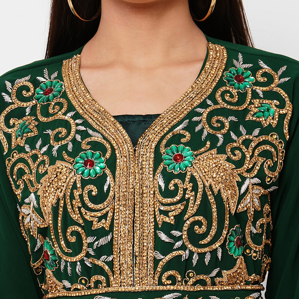 Zardosi Embroidered Kaftan Wedding Gown - Maxim Creation