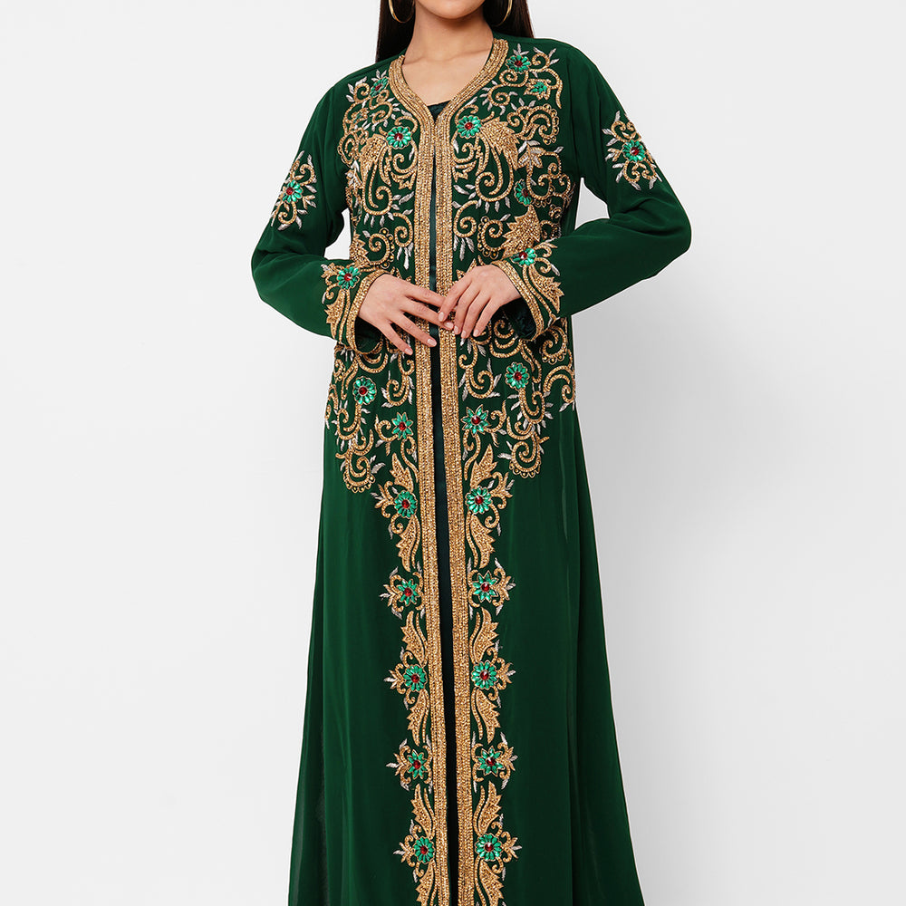
                  
                    Zardosi Embroidered Kaftan Wedding Gown - Maxim Creation
                  
                