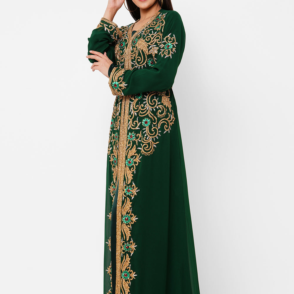 
                  
                    Zardosi Embroidered Kaftan Wedding Gown - Maxim Creation
                  
                
