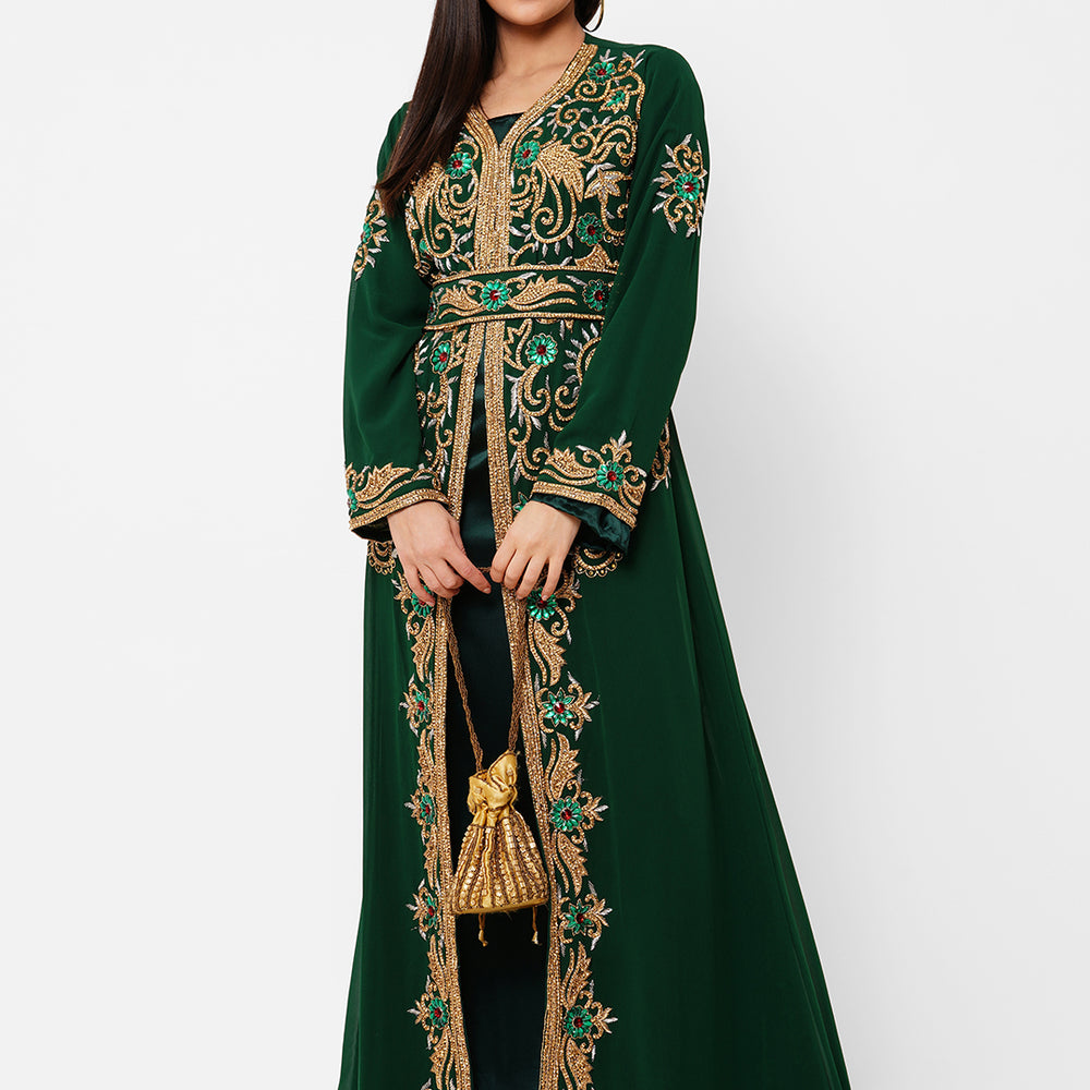 
                  
                    Zardosi Embroidered Kaftan Wedding Gown - Maxim Creation
                  
                
