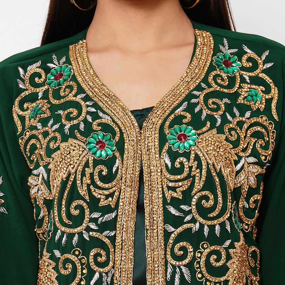 
                  
                    Zardosi Embroidered Kaftan Wedding Gown - Maxim Creation
                  
                