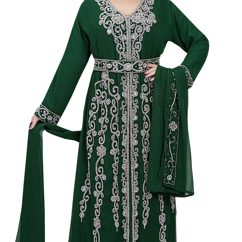 Traditional Abaya With Crystal Luxe Beads - Maxim Creation