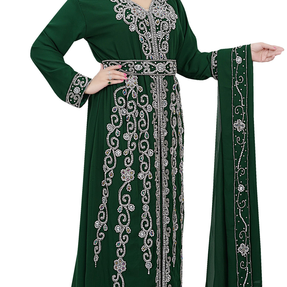 Traditional Abaya With Crystal Luxe Beads - Maxim Creation