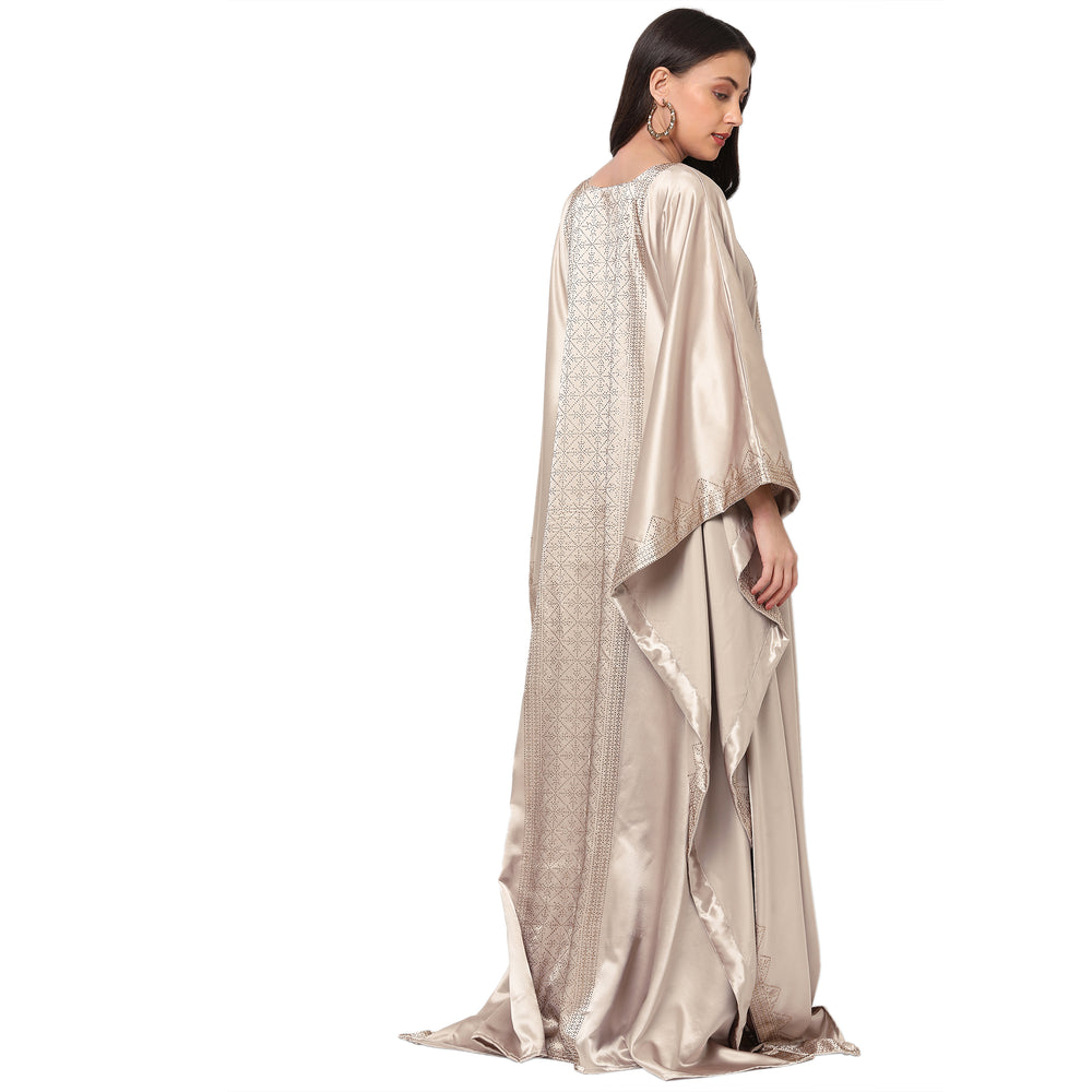 
                  
                    Arabian Beige Color Satin Dress - Maxim Creation
                  
                