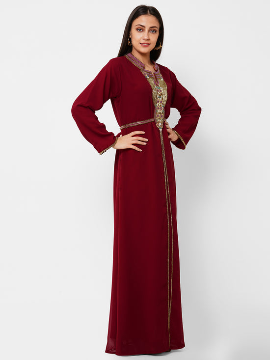 Embroidered Abaya Maxi Dress - Maxim Creation