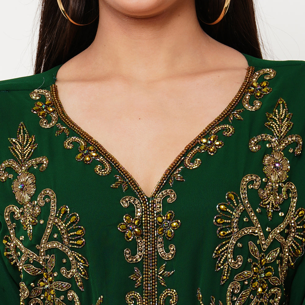 
                  
                    Embroidered Arabian Kaftan Designer Jalabiya - Maxim Creation
                  
                