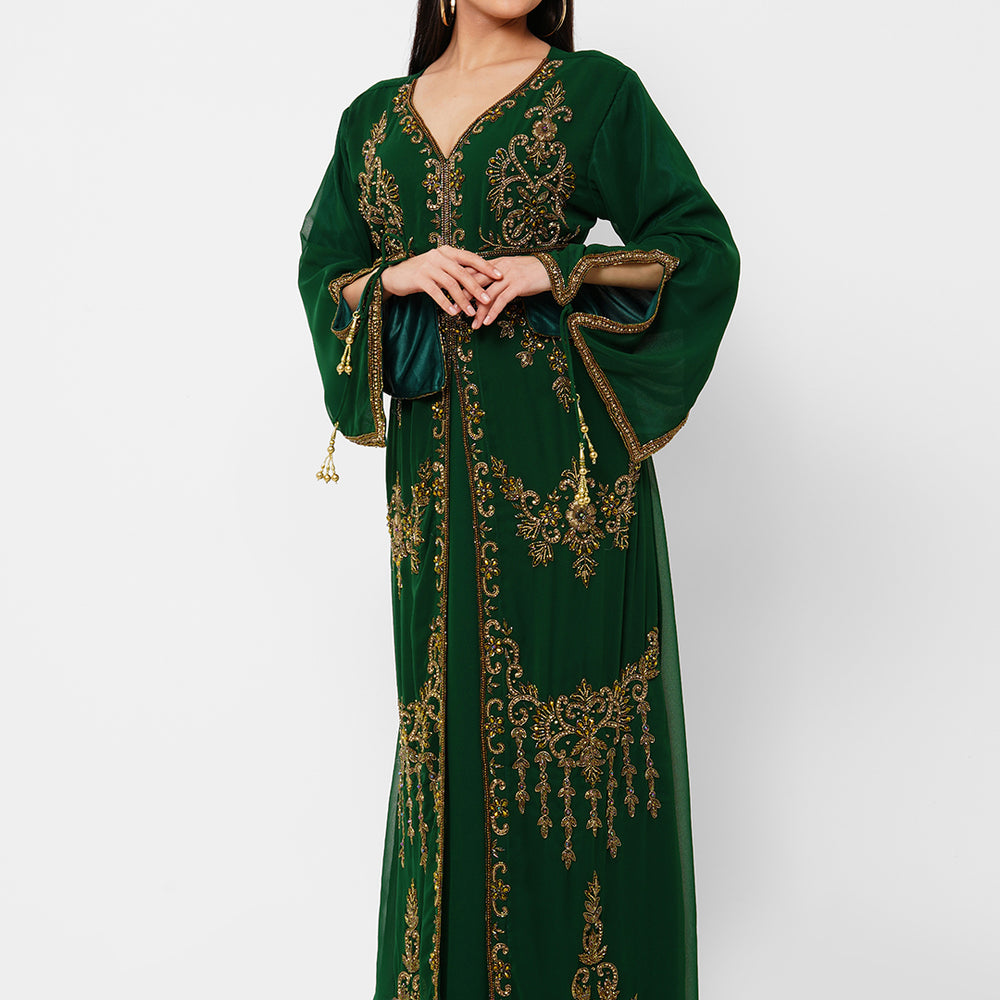 
                  
                    Embroidered Arabian Kaftan Designer Jalabiya - Maxim Creation
                  
                