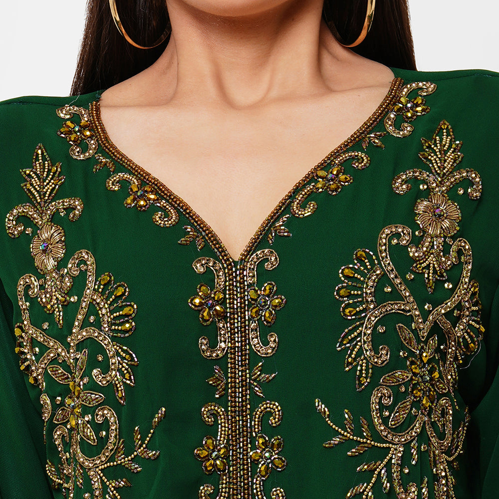 
                  
                    Embroidered Arabian Kaftan Designer Jalabiya - Maxim Creation
                  
                