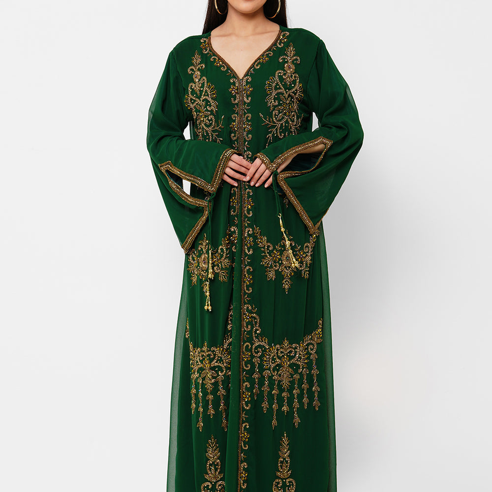 
                  
                    Embroidered Arabian Kaftan Designer Jalabiya - Maxim Creation
                  
                