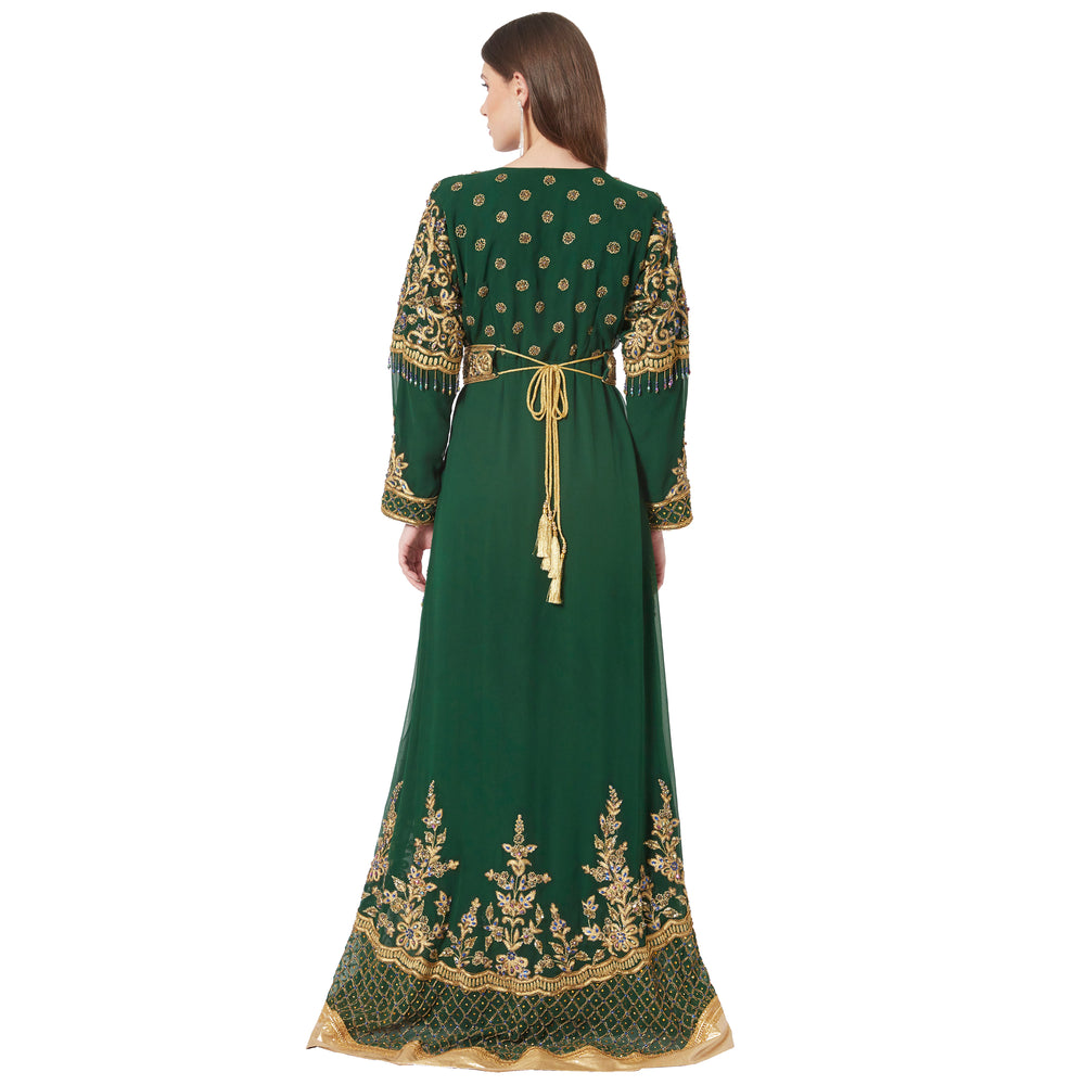 
                  
                    Handmade Designer Caftan Embroidered Cocktail Party Gown - Maxim Creation
                  
                