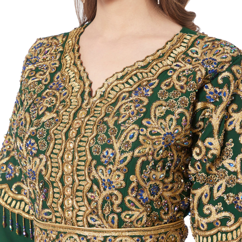 
                  
                    Handmade Designer Caftan Embroidered Cocktail Party Gown - Maxim Creation
                  
                