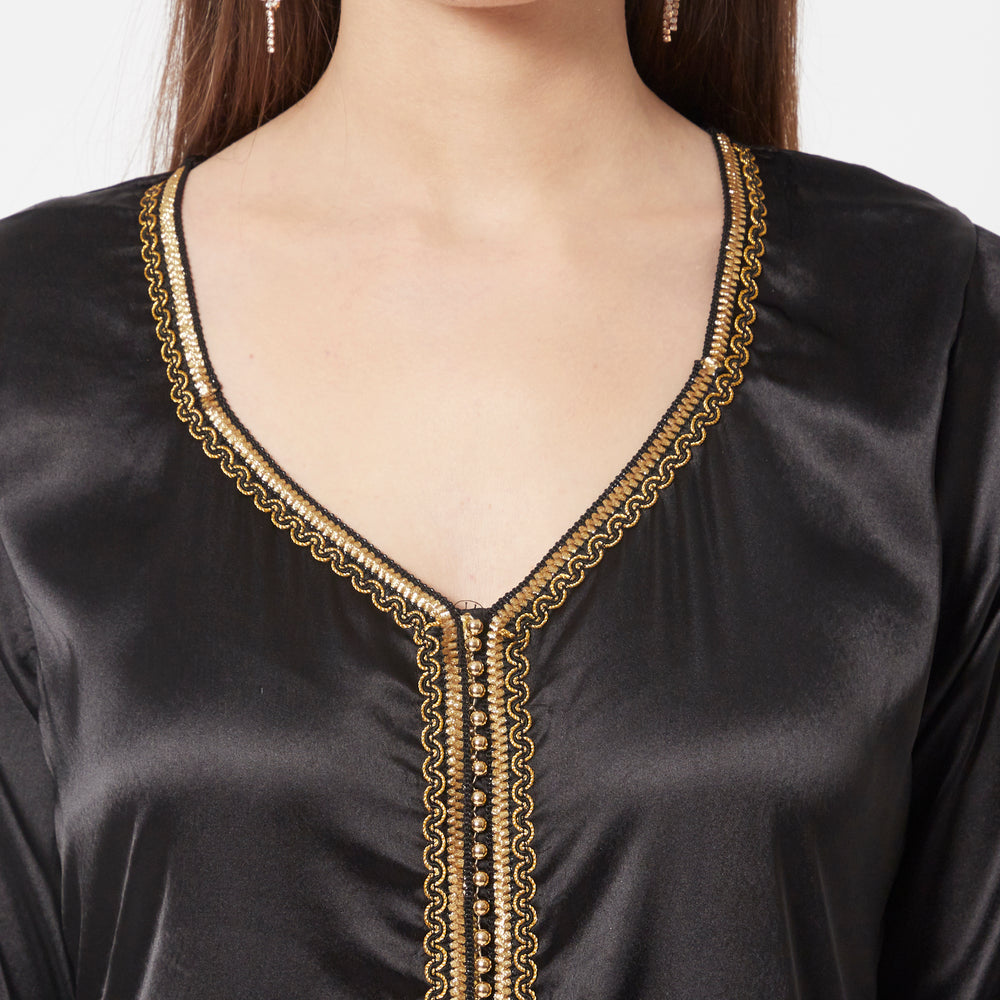 
                  
                    Designer Takchita Caftan Black Velvet Wedding Gown - Maxim Creation
                  
                