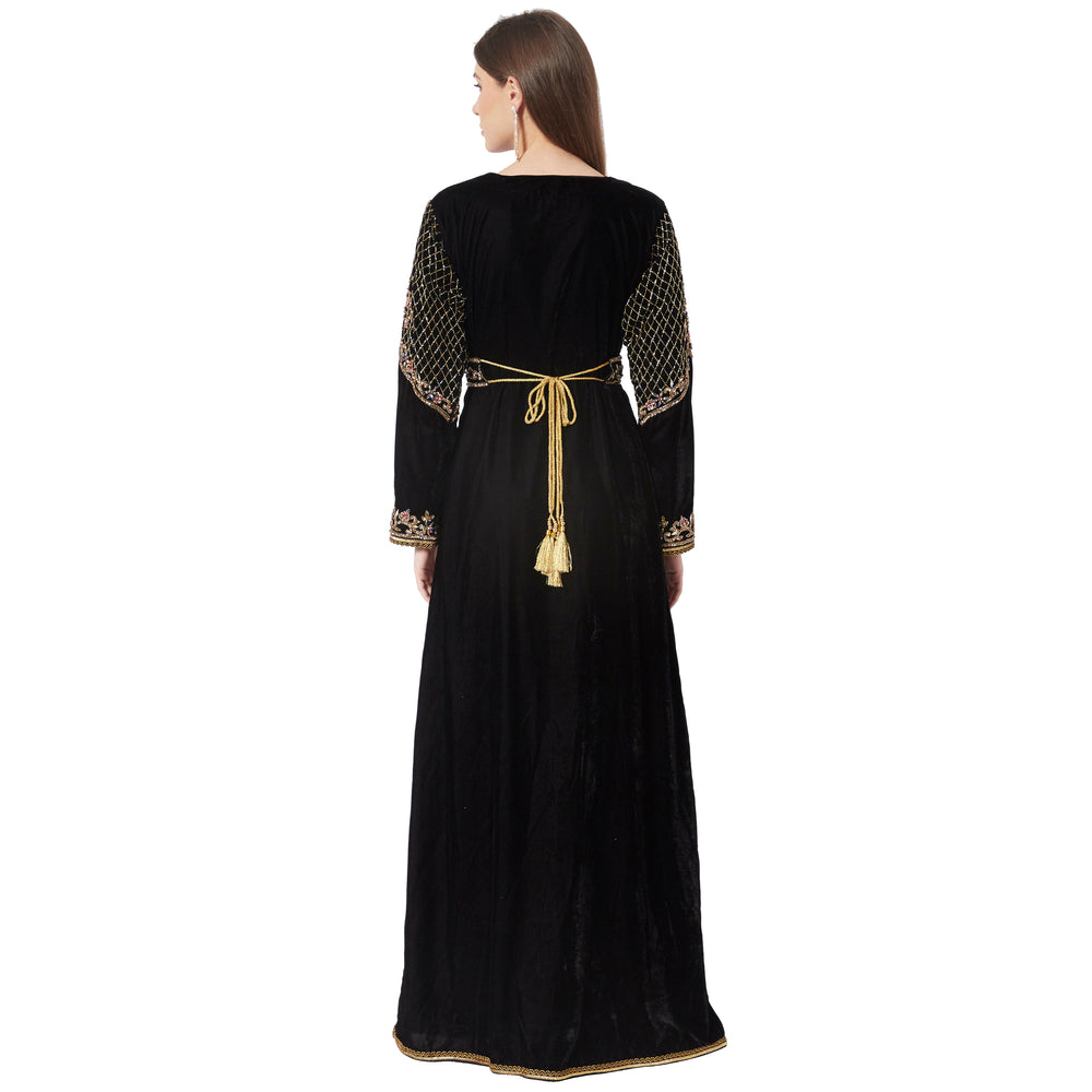 
                  
                    Designer Takchita Caftan Black Velvet Wedding Gown - Maxim Creation
                  
                