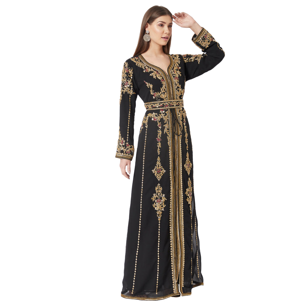 
                  
                    Moroccan Takchita Caftan Partywear Black Gown - Maxim Creation
                  
                