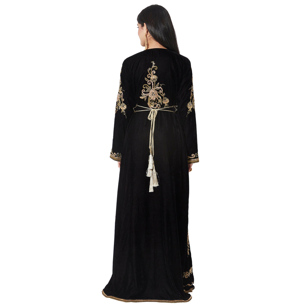 
                  
                    Crystal Stuudded Kaftan Hand Embroidered Takchita - Maxim Creation
                  
                