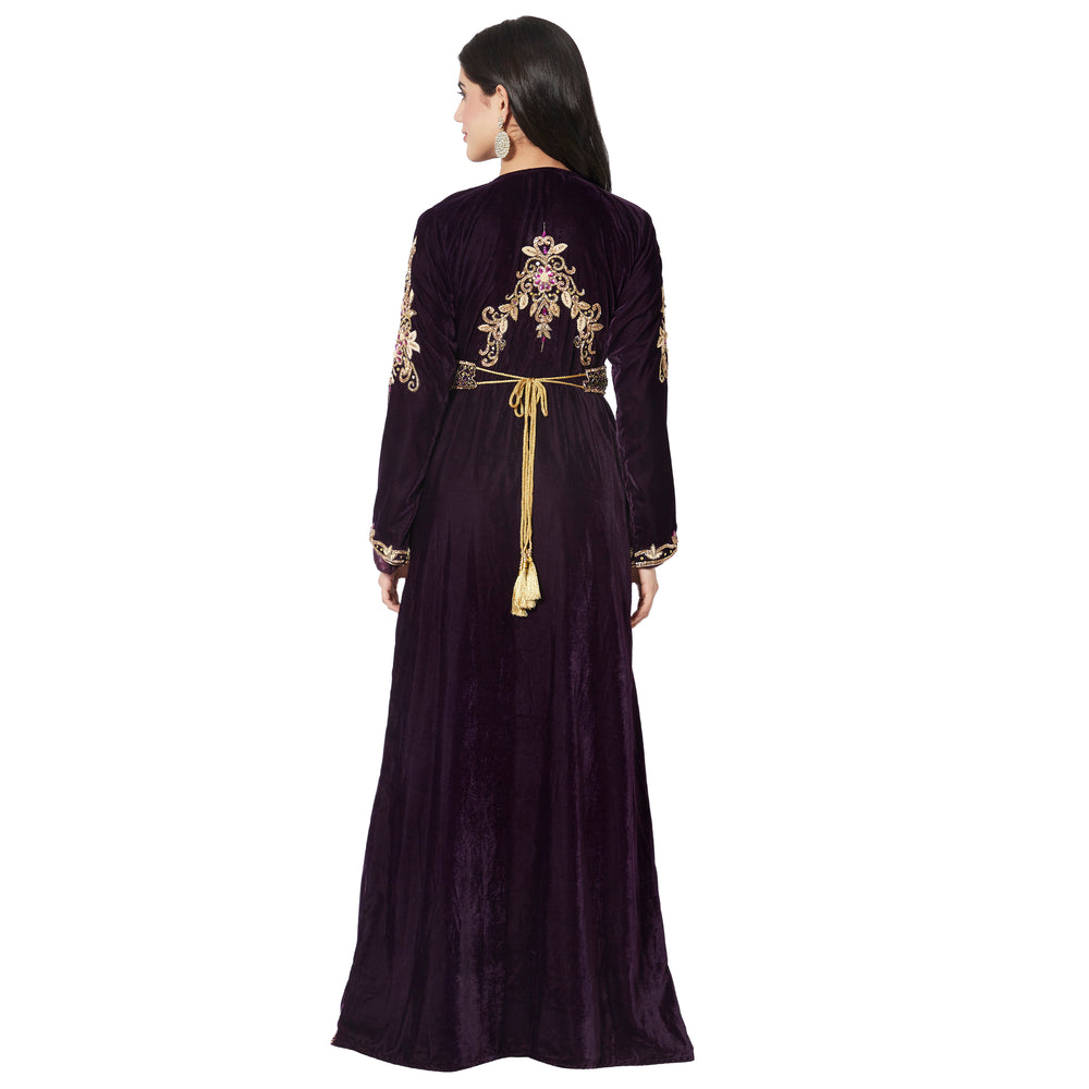 
                  
                    Handmade Wedding Gown Designer Kaftan Crystal Velvet Takchita - Maxim Creation
                  
                