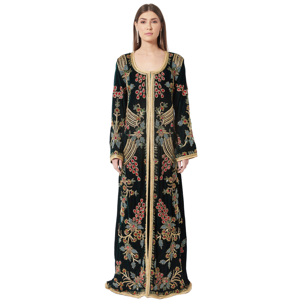 
                  
                    Designer Caftan Wedding Dress Handcrafted with Crystal In Velvet - Maxim Creation
                  
                