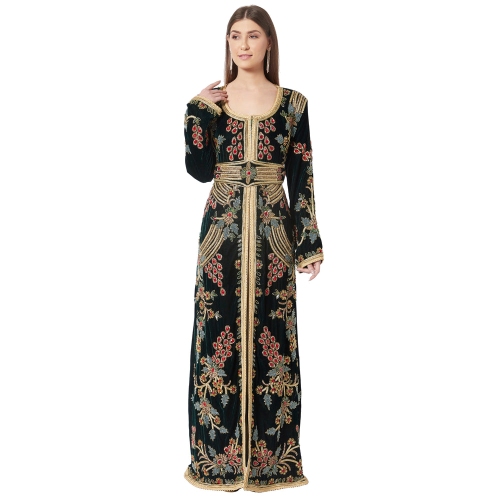 
                  
                    Designer Caftan Wedding Dress Handcrafted with Crystal In Velvet - Maxim Creation
                  
                