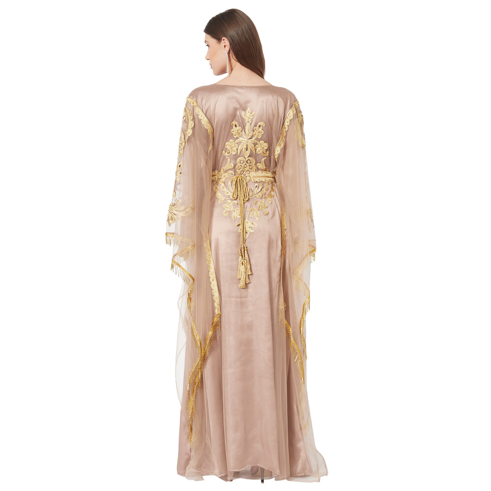 
                  
                    Moroccan Takchita Partywear Coffee-Beige Kaftan - Maxim Creation
                  
                