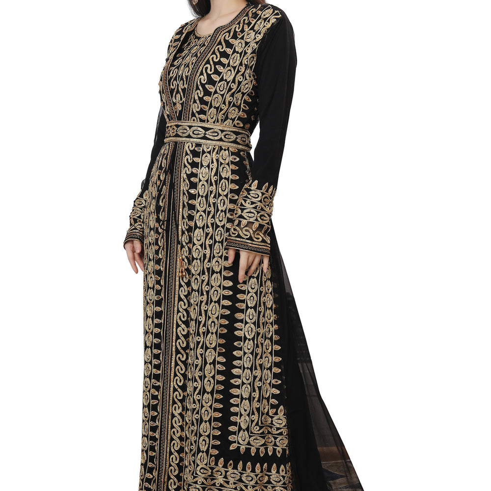 
                  
                    Traditional Jalabiya Karakou Embroidery Kaftan Gown - Maxim Creation
                  
                