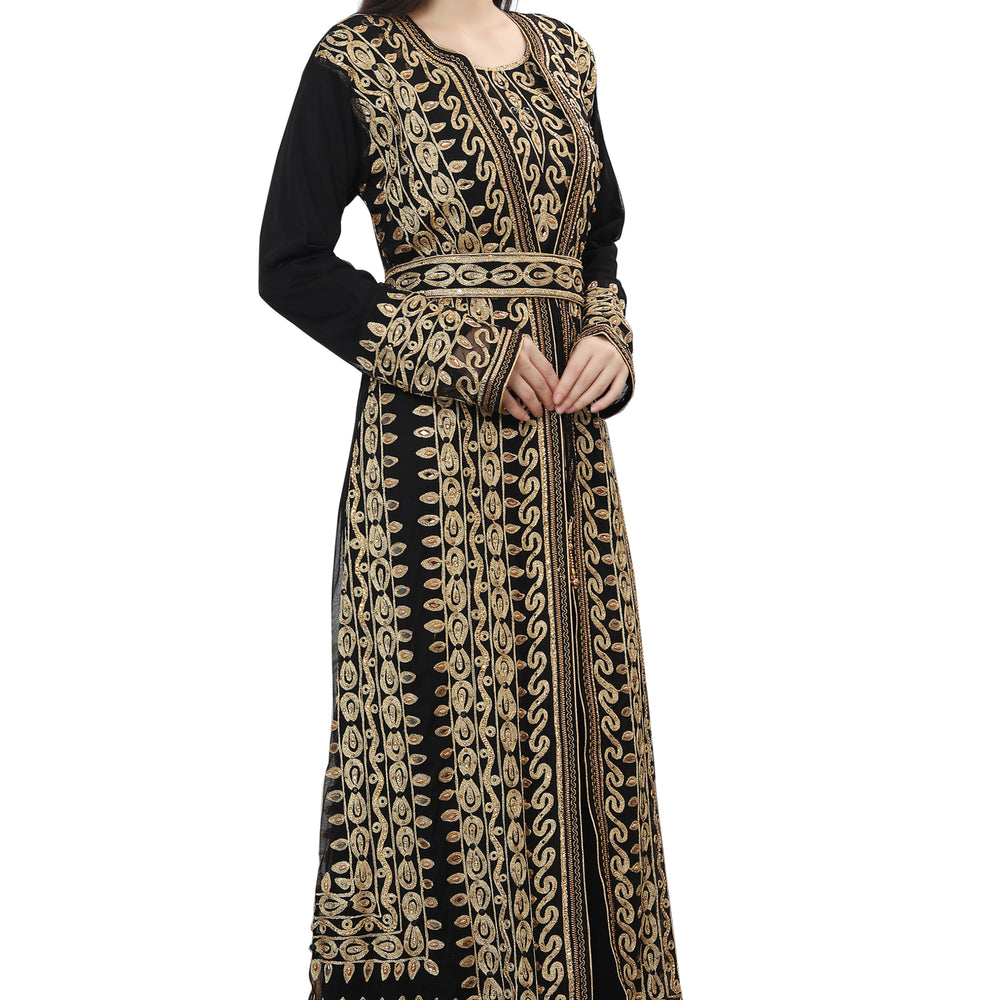 
                  
                    Traditional Jalabiya Karakou Embroidery Kaftan Gown - Maxim Creation
                  
                