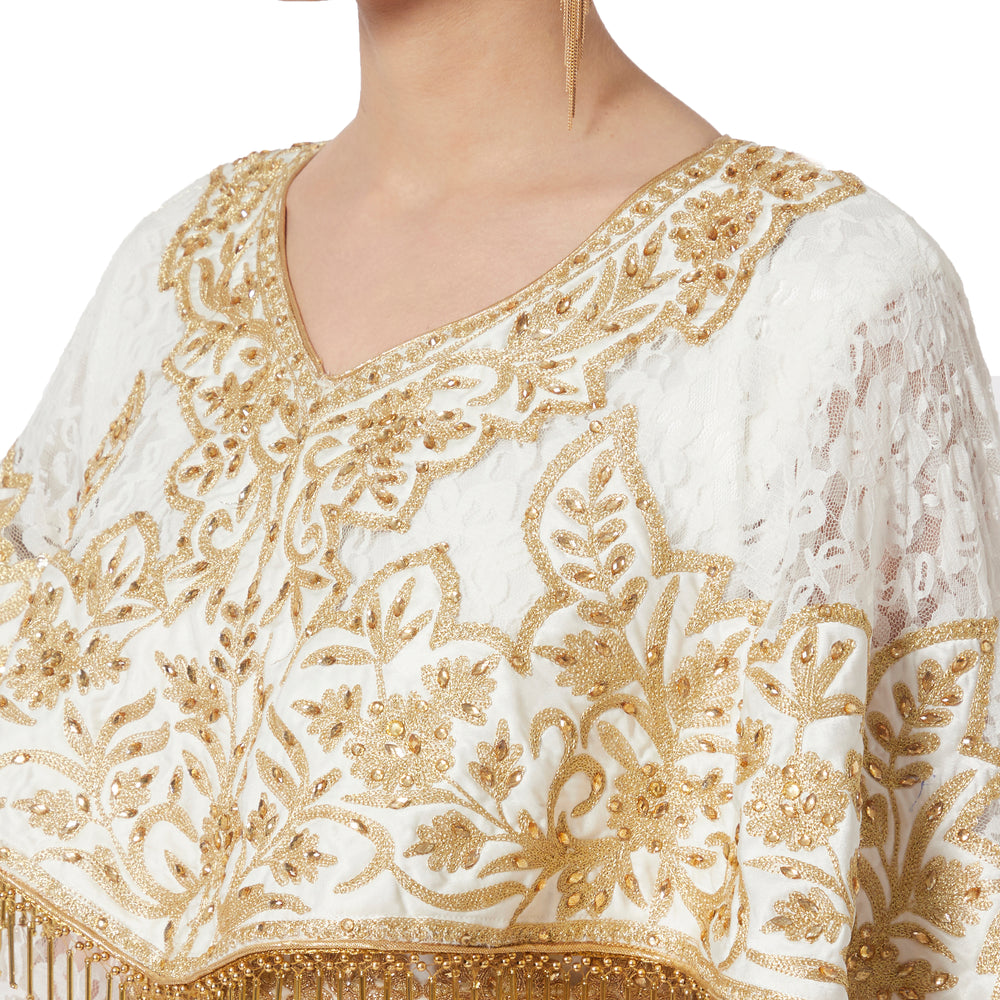 
                  
                    Wedding Dress Ball Gown with Rich Thread Embroidery & Tassels - Maxim Creation
                  
                