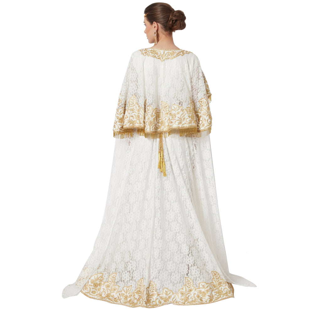 
                  
                    Wedding Dress Ball Gown with Rich Thread Embroidery & Tassels - Maxim Creation
                  
                