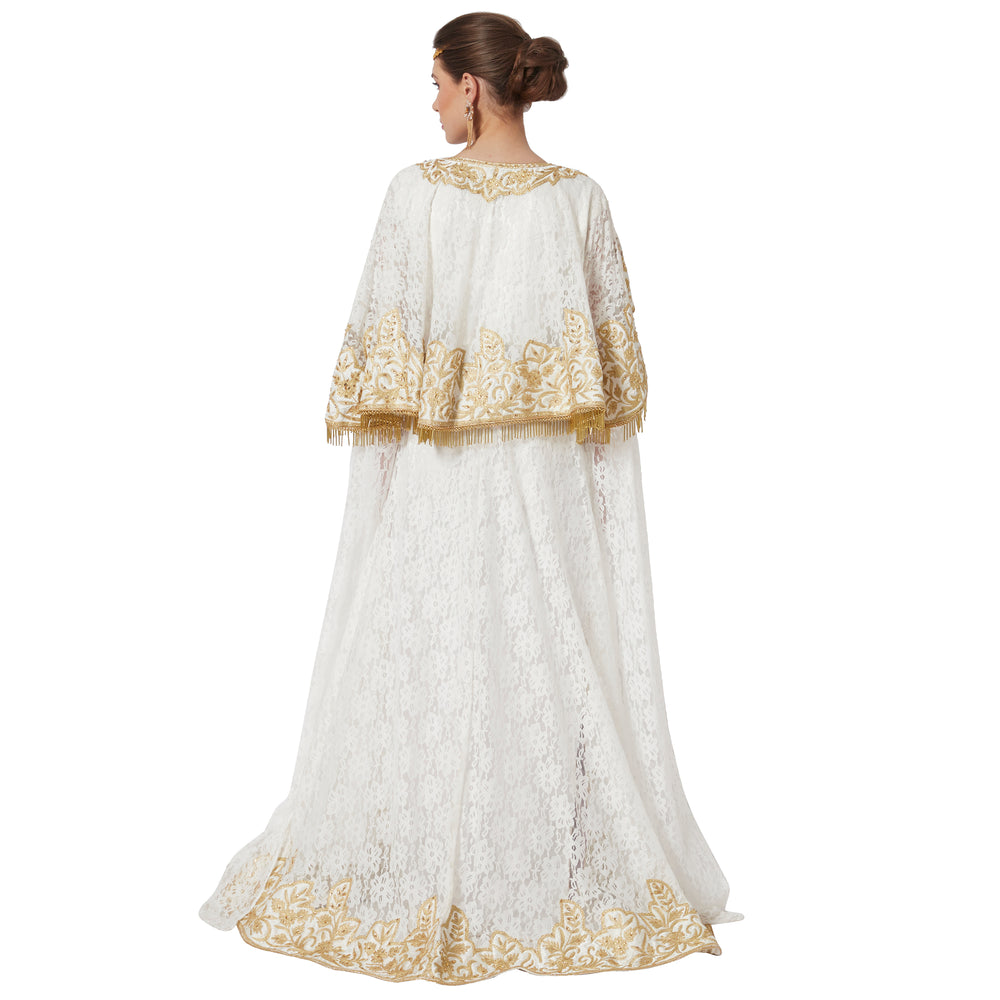 
                  
                    Wedding Dress Ball Gown with Rich Thread Embroidery & Tassels - Maxim Creation
                  
                