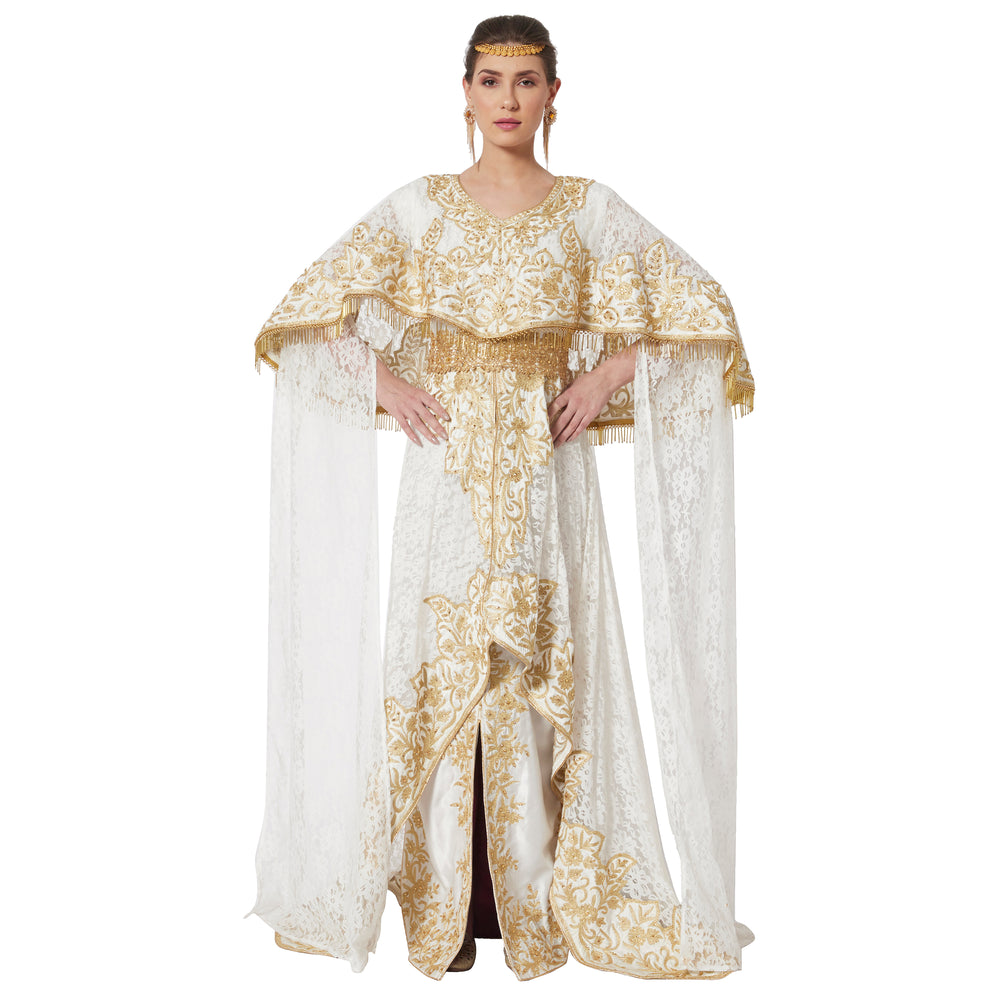 
                  
                    Wedding Dress Ball Gown with Rich Thread Embroidery & Tassels - Maxim Creation
                  
                
