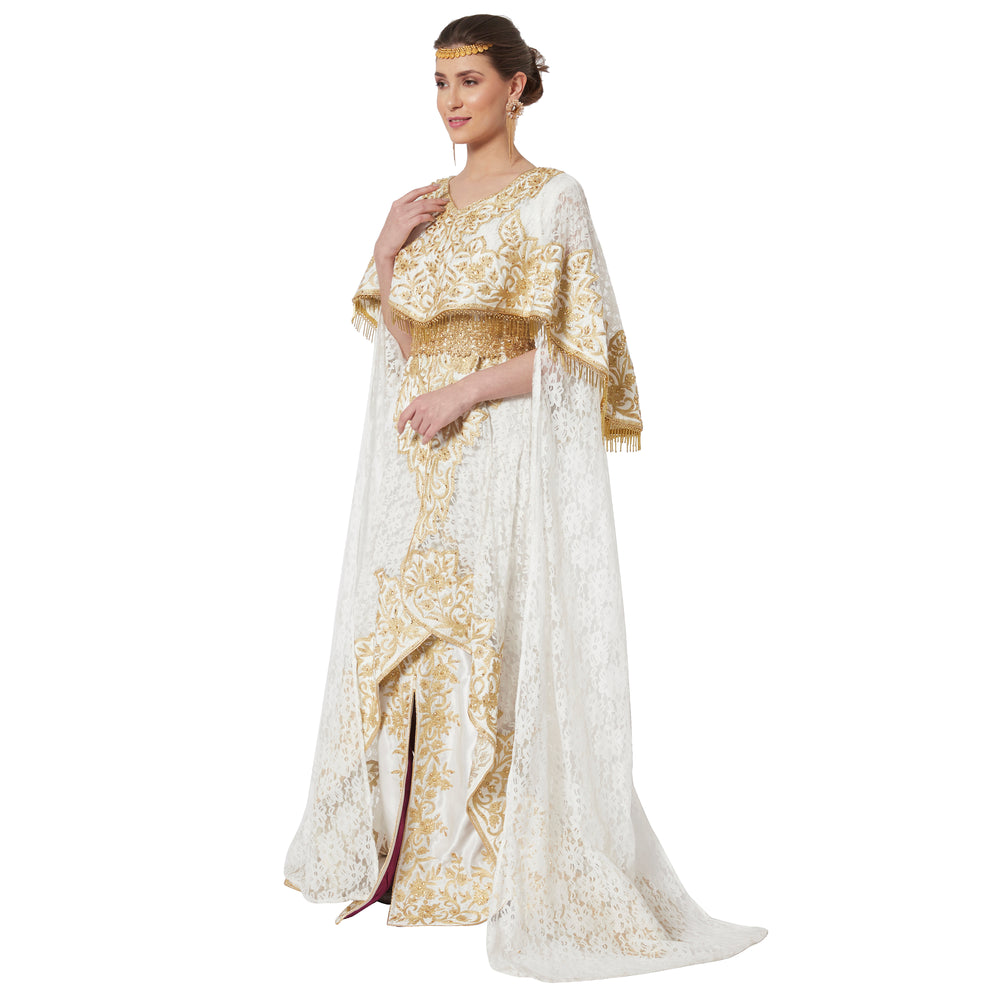 
                  
                    Wedding Dress Ball Gown with Rich Thread Embroidery & Tassels - Maxim Creation
                  
                