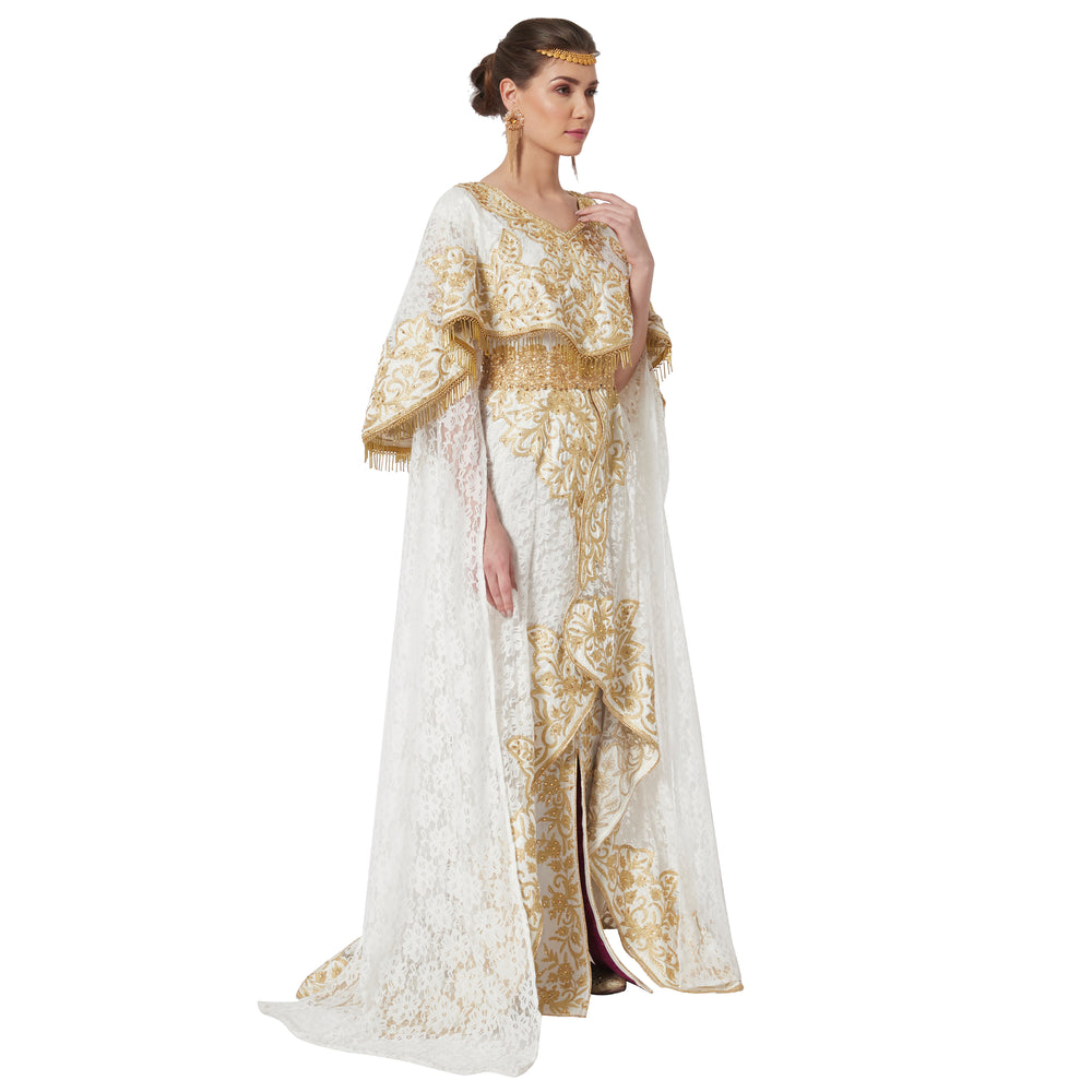 
                  
                    Wedding Dress Ball Gown with Rich Thread Embroidery & Tassels - Maxim Creation
                  
                