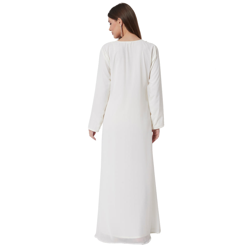 
                  
                    Crystal Studded Kaftan Embroidered Handicraft Gown - Maxim Creation
                  
                