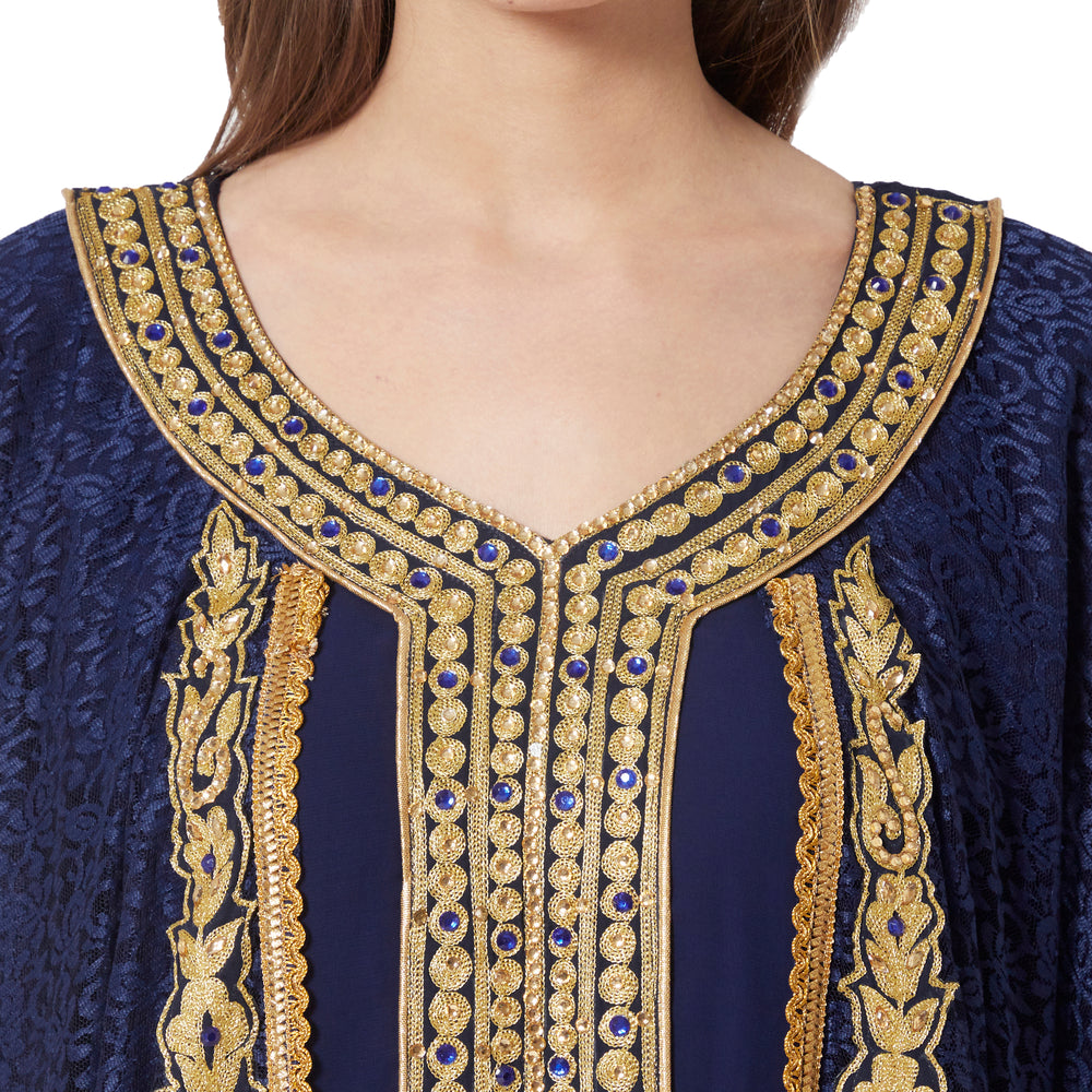 
                  
                    Jellabiya Maxi Dress With Traditional Golden Embroidery - Maxim Creation
                  
                