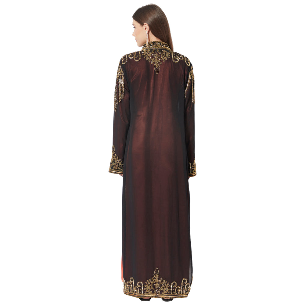 
                  
                    Embroidered Long Cardigan with Golden Hand Work - Maxim Creation
                  
                
