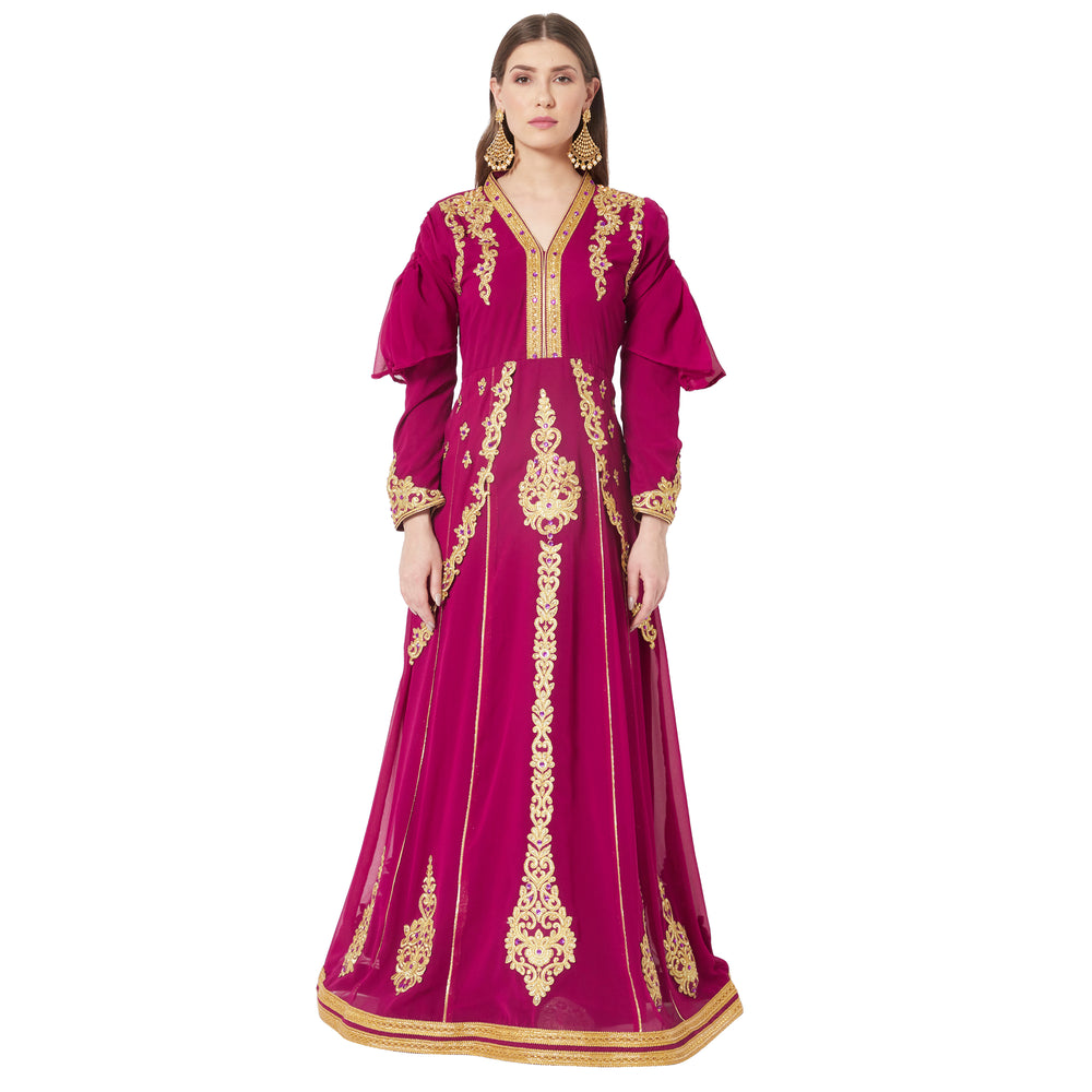 
                  
                    Chic Fashion Gown Designer Dress With Crystal Embroidery - Maxim Creation
                  
                